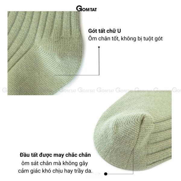 Set 5 đôi tất trẻ em cao cấp GOMTAT gân chìm trơn màu, chất liệu sợi cotton mềm mại êm chân -TREEM-VIP-BASIC-CB5-006